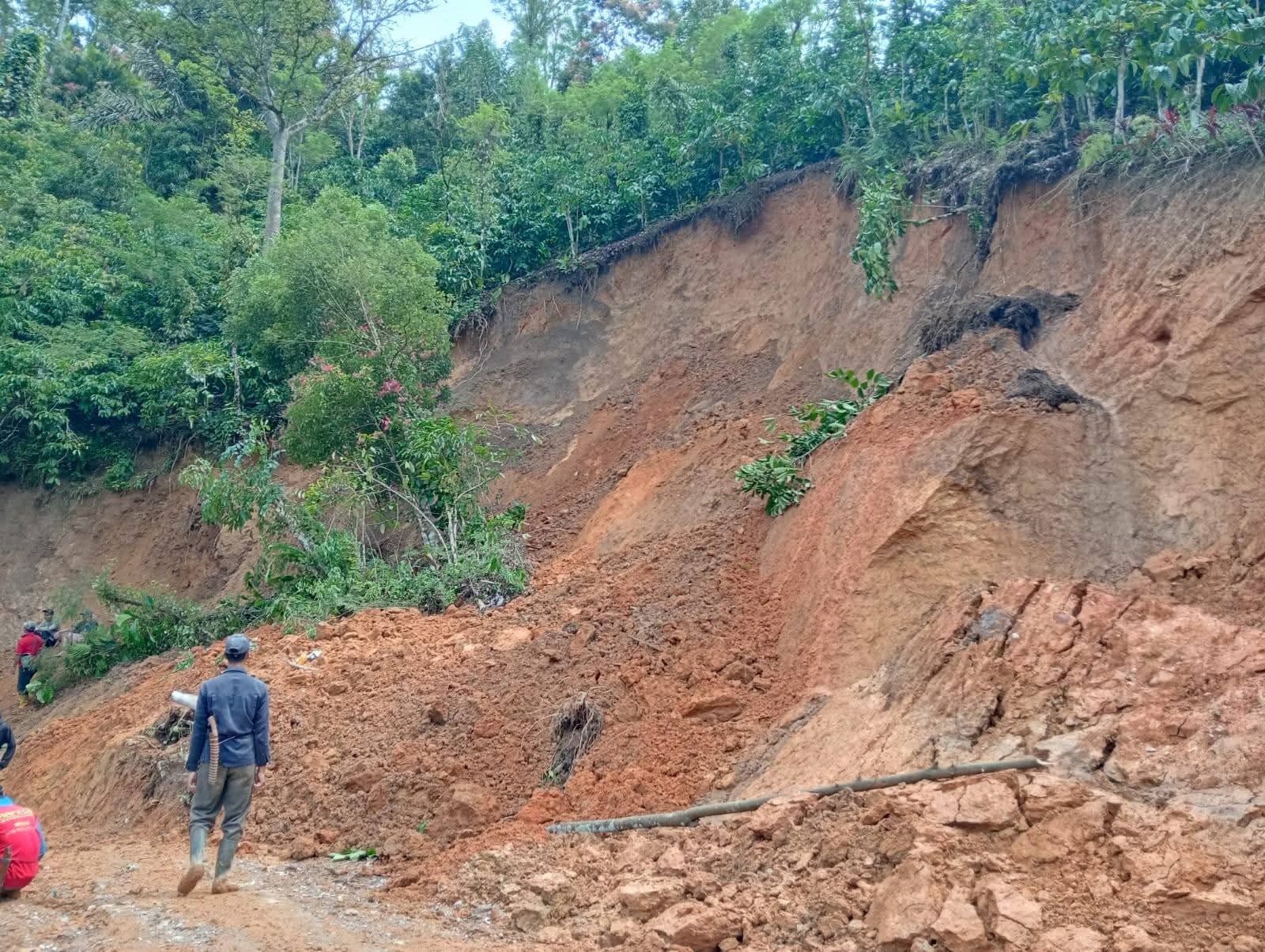 Tanah Longsor Putus Akses Jalan ke Desa Tanjung Harapan OKU Selatan
