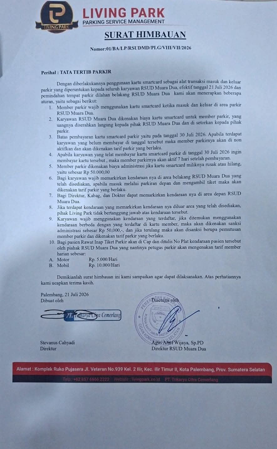 Direktur RSUD Muaradua Angkat Bicara Soal Surat Parkir Viral, Tegaskan Sistem Member Tanpa Tarif Harian